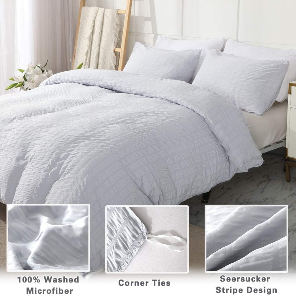 Avelom Seersucker Duvet Cover Set Queen Size